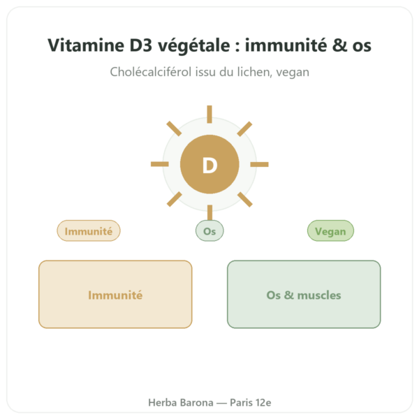 Vitamine D3 végétale Dynveo 2000 UI 60 gélules presentation Paris Herba Barona