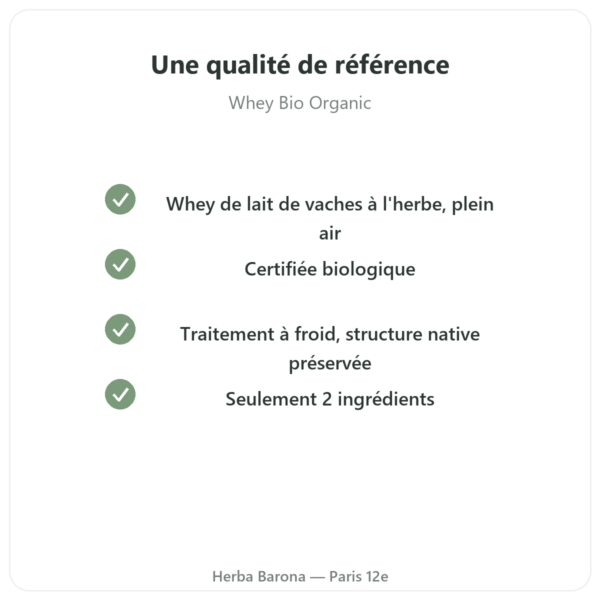 Whey Proteine Bio ORGANIC 1000g - Proteine bio qualite Paris Herba Barona