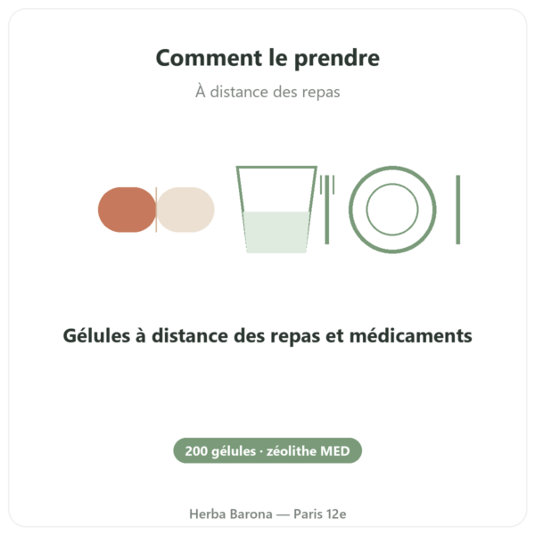 Zéolithe Panaceo MED Darm-Repair 200 gélules mode d'emploi Paris Herba Barona