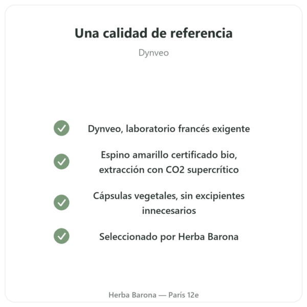 Aceite de Espino Amarillo Omega-7 – Dynveo – 60 cápsulas calidad Paris Herba Barona