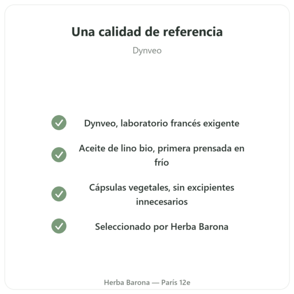 Aceite de Lino BIO – Dynveo – 60 cápsulas calidad Paris Herba Barona
