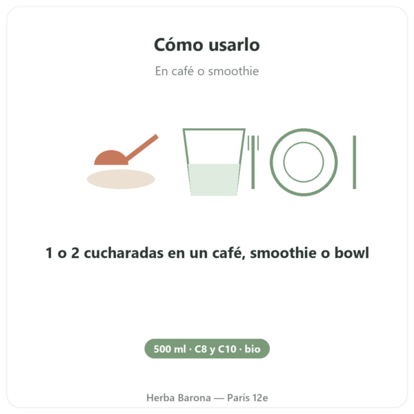 Aceite MCT Bio Amanprana – 500 ml – C8 y C10 modo de empleo y dosis Paris Herba Barona