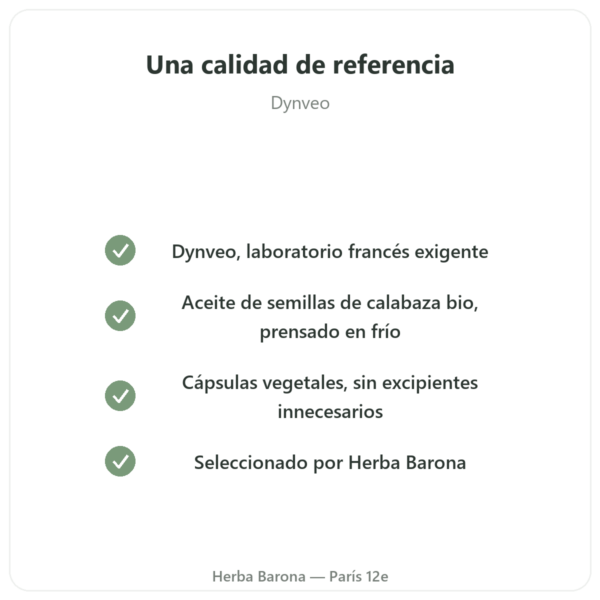 Aceite de pepitas de calabaza Dynveo – 60 cápsulas calidad Paris Herba Barona