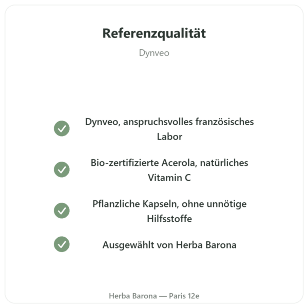 Acerola Bio – Dynveo – 500 mg – 60 Kapseln Qualität Paris Herba Barona
