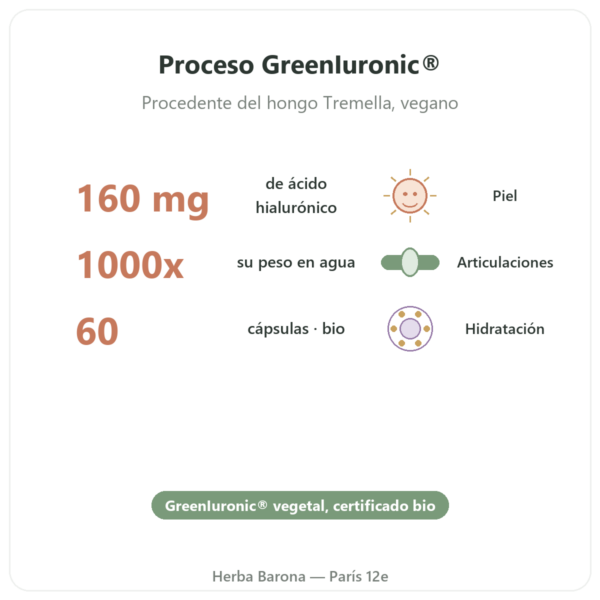 Ácido Hialurónico BIO Dynveo – 60 cápsulas beneficios y datos clave Paris Herba Barona