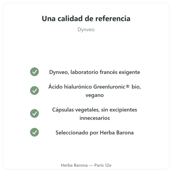 Ácido Hialurónico BIO Dynveo – 60 cápsulas calidad Paris Herba Barona