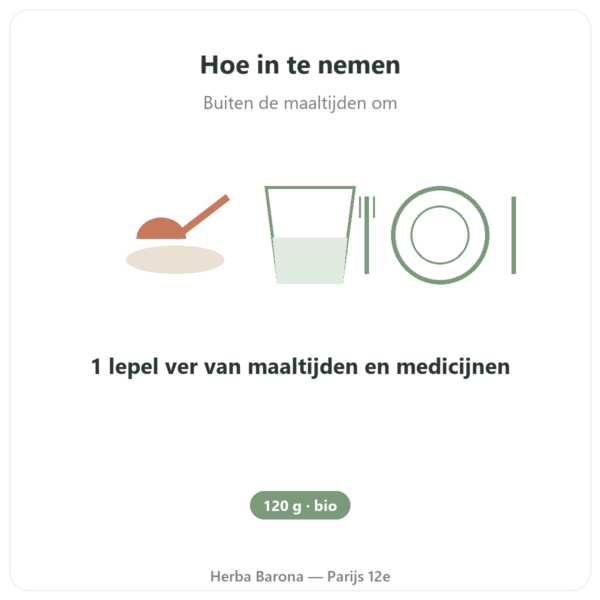 Actieve plantaardige koolstof 120 g poeder – Dynveo gebruiksaanwijzing en dosering Paris Herba Barona