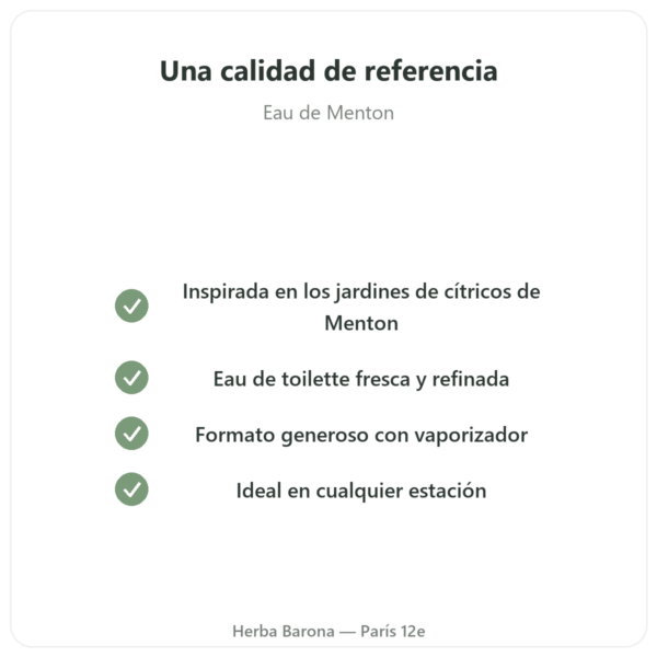 Agua de Menton 200ml con Vaporizador calidad Paris Herba Barona