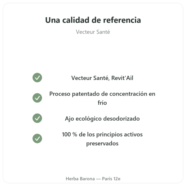 Ajo Bio Concentrado – Revit'Ail – 72 Cápsulas – Vecteur Santé calidad Paris Herba Barona