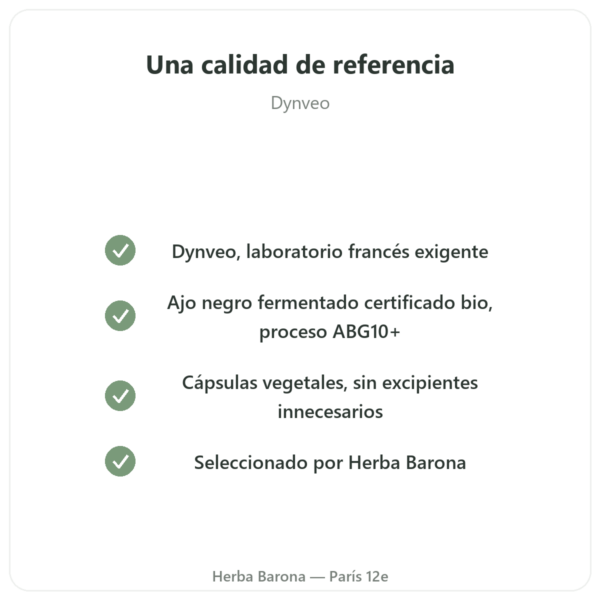 Ajo negro fermentado BIO – Dynveo – 60 cápsulas calidad Paris Herba Barona