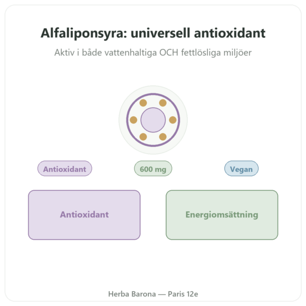 Alfaliponsyra 600 mg 60 kapslar Doctor's Best presentation Paris Herba Barona