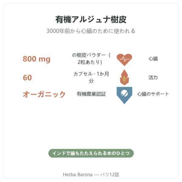オーガニック アルジュナ – Ayur-vana – 60カプセル benefits and key facts Paris Herba Barona