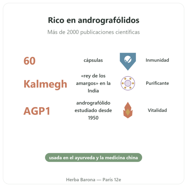 Andrographis – Ayur-vana – 60 Cápsulas beneficios y datos clave Paris Herba Barona
