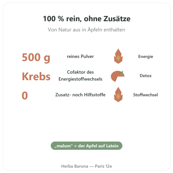 Apfelsäure Pulver – 500 g – Nature et Partage Vorteile und Fakten Paris Herba Barona