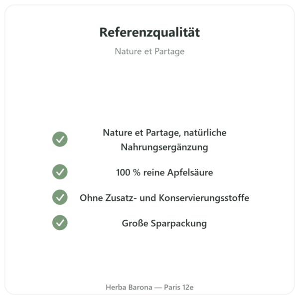 Apfelsäure Pulver – 500 g – Nature et Partage Qualität Paris Herba Barona