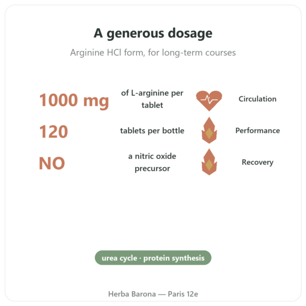 Arginine – 1,000 mg – Now Foods – 120 tablets benefits and key facts Paris Herba Barona