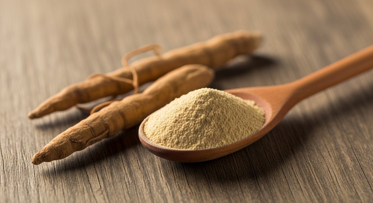 Bir kaşık ashwagandha tozu ve kökler, Herba Barona Paris