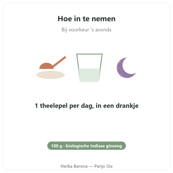 Ashwagandha Bio Poeder – Bioptimal – 100 g gebruiksaanwijzing en dosering Paris Herba Barona