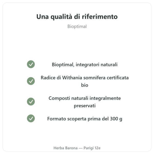 Ashwagandha Bio Polvere – Bioptimal – 100 g qualità Paris Herba Barona