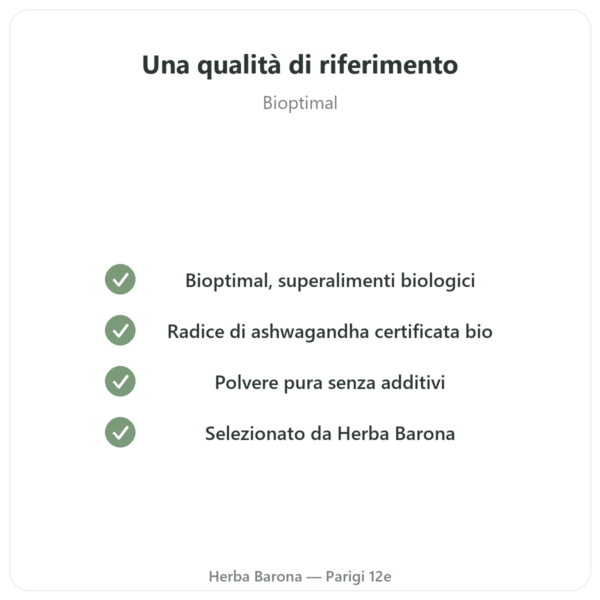 Ashwagandha Bio in Polvere 300g – Bioptimal qualità Paris Herba Barona
