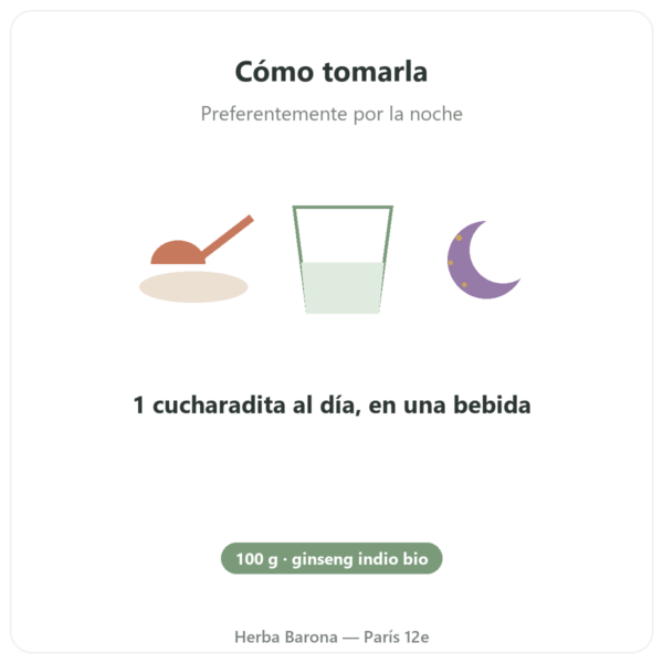 Ashwagandha Bio en Polvo – Bioptimal – 100 g modo de empleo y dosis Paris Herba Barona
