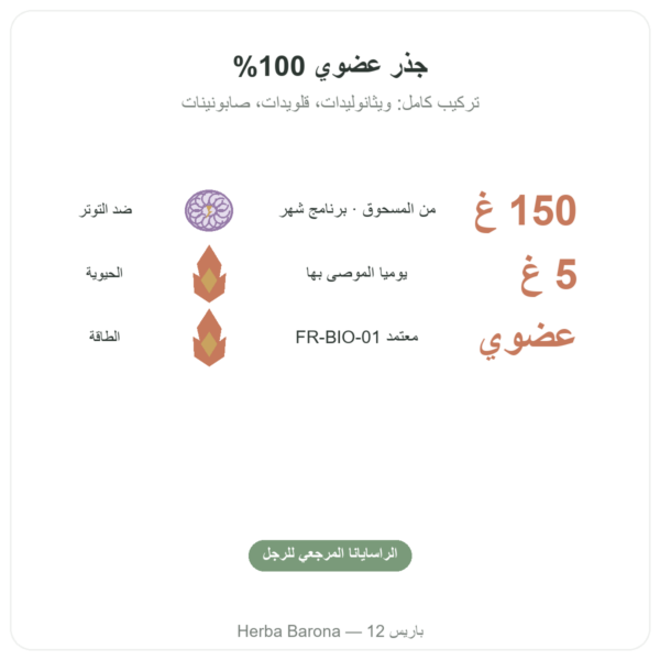 أشواغاندا عضوية مسحوق Ashwagandha Bio Poudre – Ayur-vana – 150 غ الفوائد والمعطيات الرئيسية Paris Herba Barona
