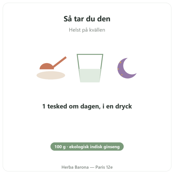 Ashwagandha Bio i Pulverform – Bioptimal – 100 g användning och dosering Paris Herba Barona