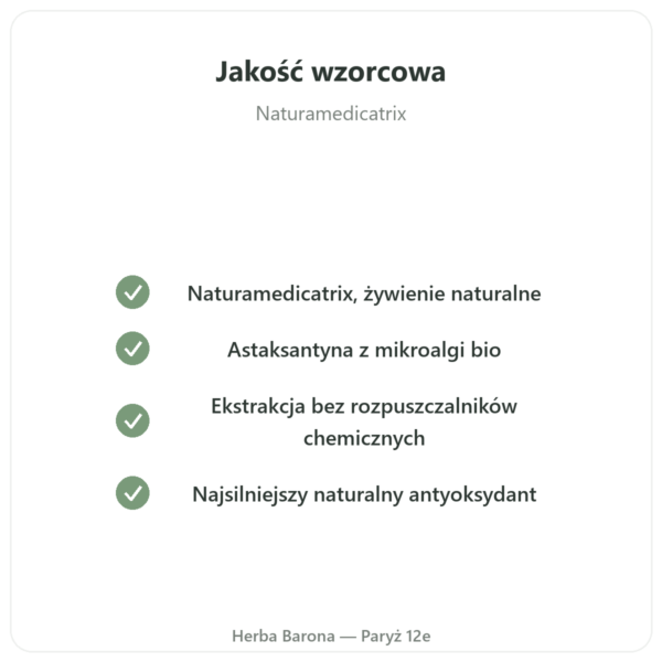 Astaksantyna Forte Bio – Naturamedicatrix 30 Kapsułek jakość Paris Herba Barona
