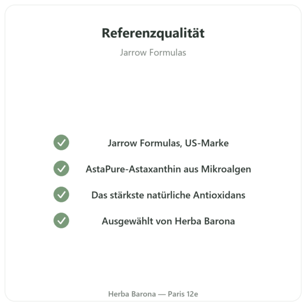 Astaxanthin 12 mg – Jarrow Formulas – 60 Softgels Qualität Paris Herba Barona