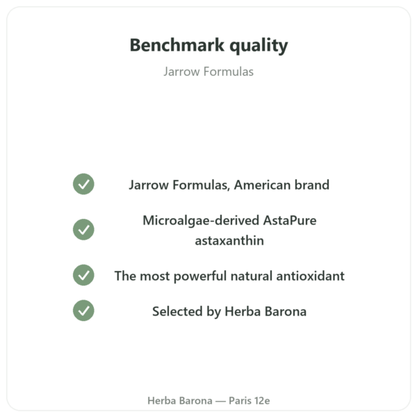 Astaxanthin 12mg - Jarrow Formulas - 60 Softgels quality Paris Herba Barona