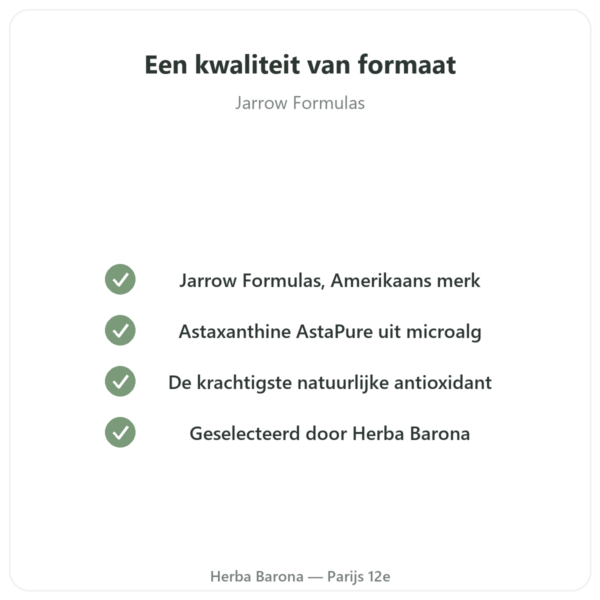 Astaxanthine 12 mg – Jarrow Formulas – 60 Softgels kwaliteit Paris Herba Barona