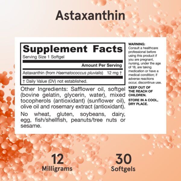 Astaxanthine 12mg Jarrow Formulas etiquette composition valeurs nutritionnelles dos Paris Herba Barona