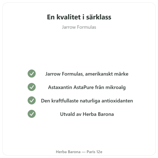 Astaxantin 12 mg – Jarrow Formulas – 60 Softgels kvalitet Paris Herba Barona
