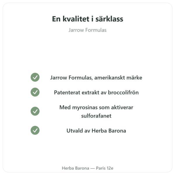 Broccomax Sulforafan Broccoliextrakt – Jarrow Formulas – 120 kapslar kvalitet Paris Herba Barona