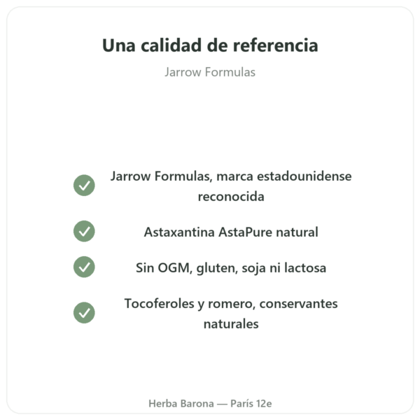 Astaxantina 12 mg – Jarrow Formulas – 30 Softgels calidad Paris Herba Barona