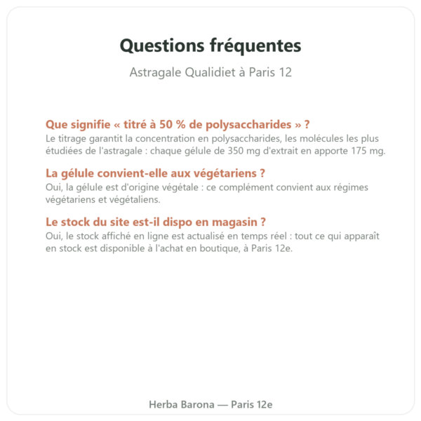 Astragale Qualidiet questions frequentes Paris Herba Barona