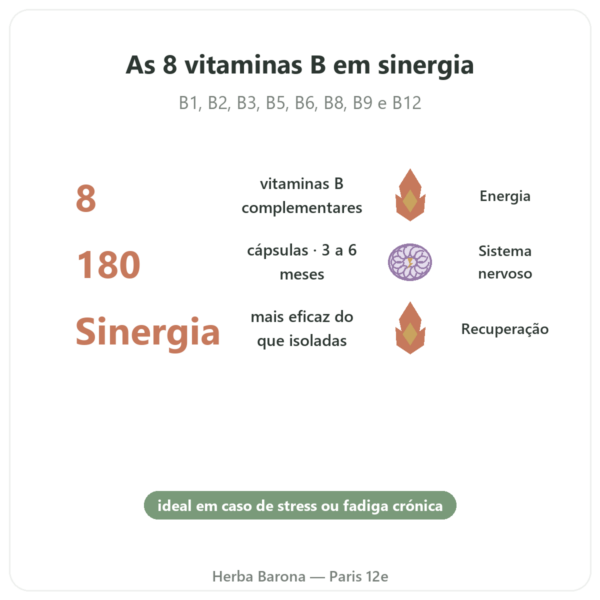 B Complex – Be-Life – 180 cápsulas – Vitaminas B benefícios e dados principais Paris Herba Barona