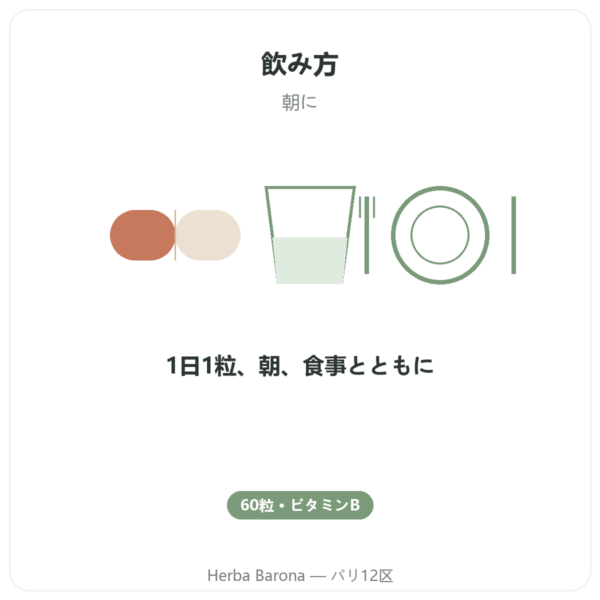 B Complex – Be-Life – 60カプセル – ビタミンB directions and dosage Paris Herba Barona