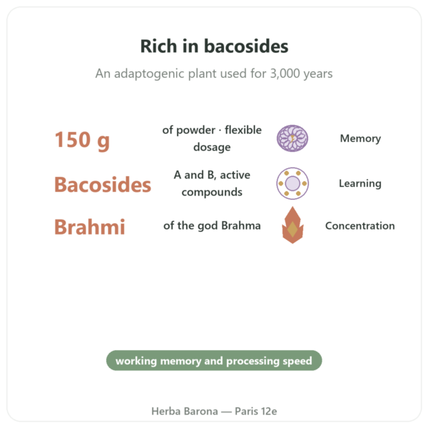 Bacopa Brahmi Powder 150g benefits and key facts Paris Herba Barona