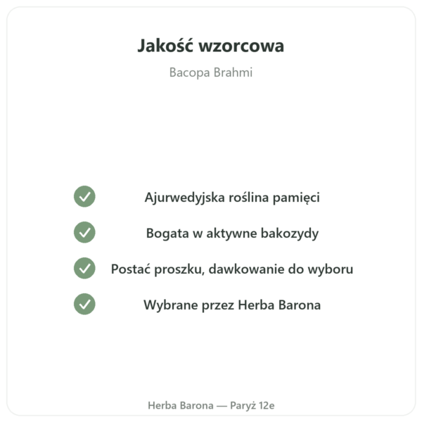 Kupcie Bacopa Brahmi w Proszku 150 g jakość Paris Herba Barona