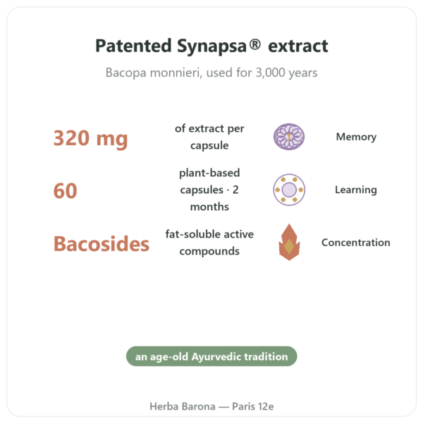 Bacopa Synapsa 320mg - Doctor's Best - 60 Capsules benefits and key facts Paris Herba Barona