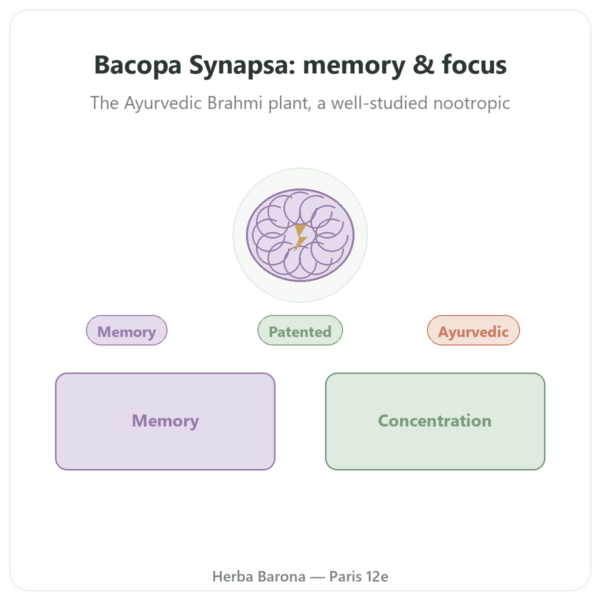 Bacopa Synapsa 320mg - Doctor's Best - 60 Capsules presentation Paris Herba Barona