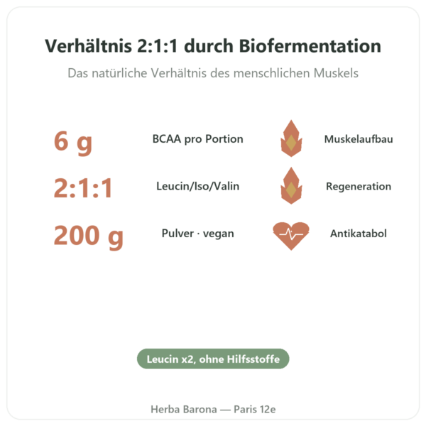 BCAA 2:1:1 Pulver 200 g – Dynveo Vorteile und Fakten Paris Herba Barona