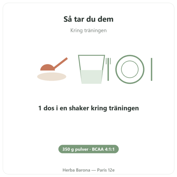 BCAA 4:1:1 Pulver 350g – Nutrimuscle användning och dosering Paris Herba Barona