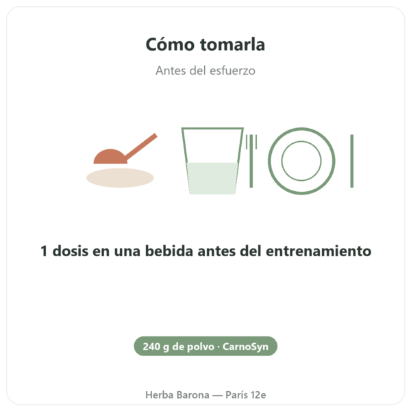Beta-Alanina en Polvo – 240 g – Nutrimuscle modo de empleo y dosis Paris Herba Barona