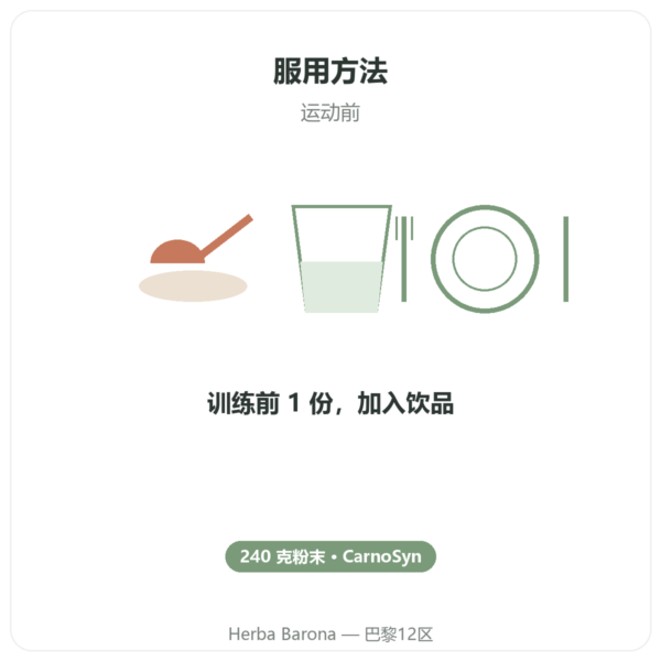 Nutrimuscle β-丙氨酸粉末 240克 使用方法与建议剂量 Paris Herba Barona