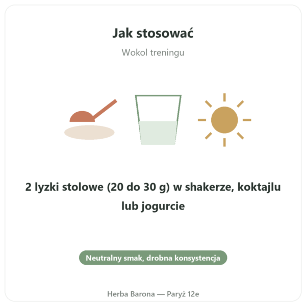 Białko Grochowe Bio w proszku – 500g sposób użycia i dawkowanie Paris Herba Barona