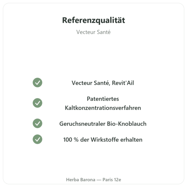 Bio-Knoblauch konzentriert – Revit'Ail – 72 Kapseln – Vecteur Santé Qualität Paris Herba Barona