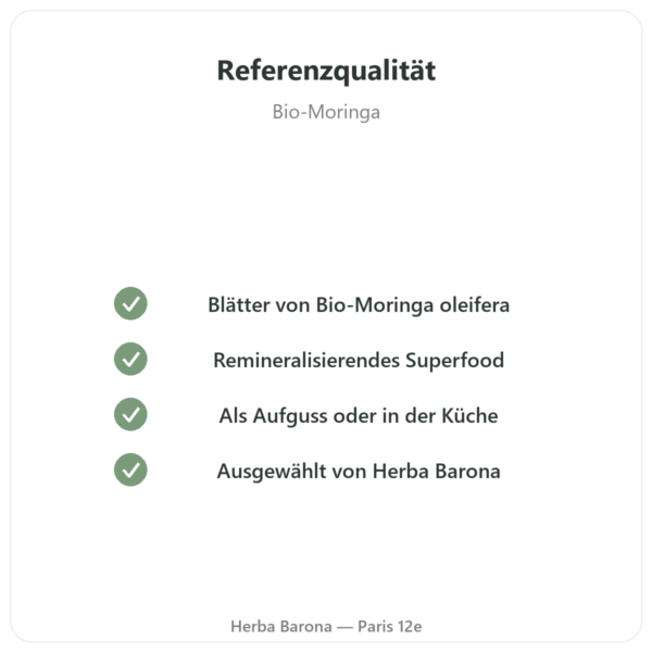 Bio-Moringa-Blätter – 60 g Qualität Paris Herba Barona