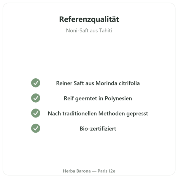 Bio-Noni-Saft aus Tahiti – 1 Liter Qualität Paris Herba Barona